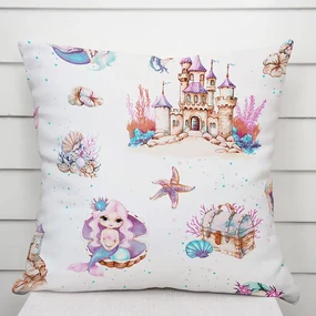 Biante Detská bavlnená obliečka na vankúš Sandra SA-567 Morské víly a kráľovstvo na bielom 40 x 60 cm