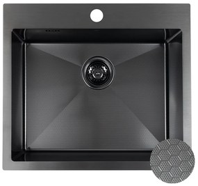 Laveo Malawi, 1-komorový nerezový drez 580x500x200 mm, čierna, LAV-SLM_710H