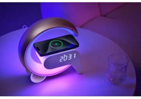 Immax 08986L-LED RGB Stmievateľná lampa s budíkom a Qi nabíjaním 30W/230V zlatá
