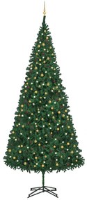 Umelý vianočný stromček s LED a súpravou gulí zelený 500 cm 3077792