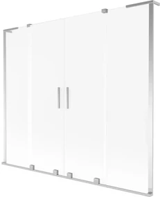 Mexen Velar L Duo, 2-krídlová posuvná vaňová zástena 200 x 150 cm, 8mm sklo námraza, chrómová, 896-200-003-32-01