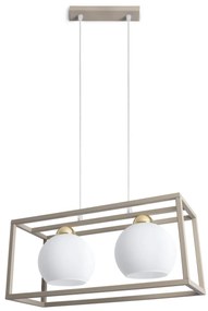 Závesné svietidlo Eliza Cage, 2x biele sklenené tienidlo v kovovom ráme