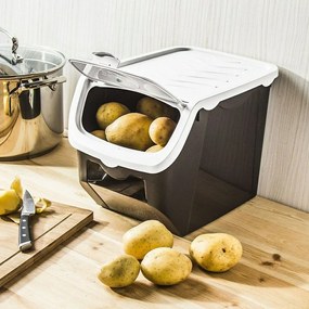Orion Skladovací čierny box na cibuľu a zemiaky,zelené veko (12l)