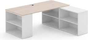 Kancelársky písací stôl s úložným priestorom BLOCK B01, 180 × 160 cm, biela/dub prírodný