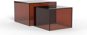 Hnedé sklenené konferenčné stolíky v súprave 2 ks 50x50 cm Dice – Actona