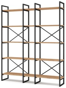 Čierny/prírodný regál v dekore duba 144x175 cm Dusan – Marckeric