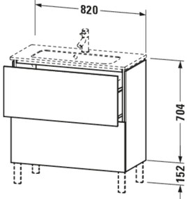 DURAVIT L-Cube stojaca skrinka pod umývadlo Compact na nožičkách, 2 zásuvky, 820 x 391 x 856 mm, biela vysoký lesk, LC667402222