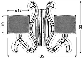 LED Nástenné svietidlo AMBROSIA 2xE14/40W/230V + LED/12,3W medená