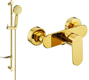 Mexen Milo, sprchová batéria s ručným sprchovacím setom, zlatá lesklá, 7134R40-50