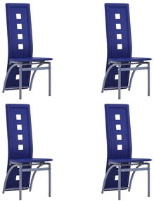 Jedálenské stoličky 4 ks, modré, umelá koža 281716