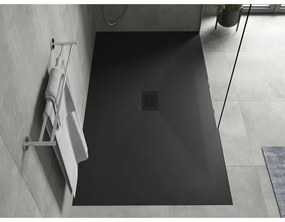 Mexen Hugo, obdĺžniková sprchová vanička SMC 200 x 100 cm, čierna, čierna krytka, 42701020-B