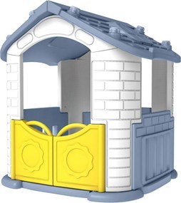 Ramiz Detský záhradný domček 3 v 1 Modrý + šmykľavka + záhrada s plotom