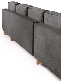 Sivá menčestrová rozkladacia rohová pohovka (ľavý roh/do tvaru "U") Tori – Bonami Selection