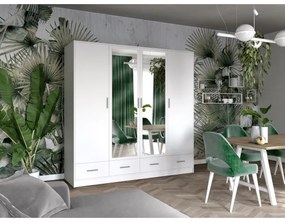 Šatní skriňa SANNA 200x215 cm s zrkadlom, biela