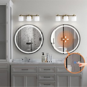 Okrúhle dotykové zrkadlo s LED osvetlením MMJ Black 80 cm čierne