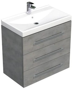 Kúpeľňová skrinka s umývadlom sAT Cube Way 80x76,5x46 cm betónový mat CUBE46803BEVER, 1 ks
