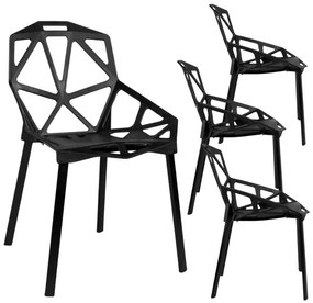 Set štyroch jedálenských stoličiek VECTOR čierne (4 ks)