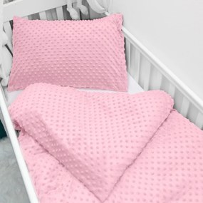 Biante Detské posteľné obliečky do postieľky Minky 3D bodky MKP-035 Svetlo ružové Do postieľky 90x120 a 40x60 cm