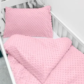 Biante Detské posteľné obliečky do postieľky Minky 3D bodky MKP-035 Svetlo ružové Do postieľky 90x140 a 50x70 cm