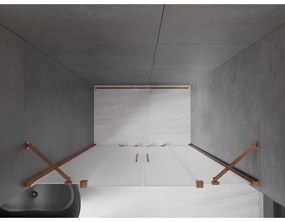 Mexen Velar Duo, posuvné sprchové dvere do otvoru 150 cm, 8mm sklo námraza, ružové zlato, 871-150-000-32-60
