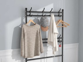 Vešiak s botníkom CLOTHORY 80x152 cm, čierny