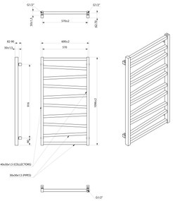 Sapho Sapho, ZIG vykurovacie teleso 600x1096 mm, čierna mat, ZG611B