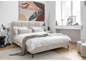 Béžová čalúnená dvojlôžková posteľ s roštom 180x200 cm Eve – Miuform