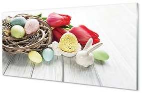 Sklenený obraz vajcia tulipány 125x50 cm
