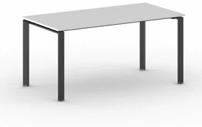 Rokovací stôl PRIMO INFINITY s čiernou podnožou 1600 x 800 x 750 mm, biela
