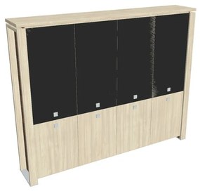 Vysoká skriňa Verno+ 260 x 46 x 210 cm, kombinované dvere, agát / čierna