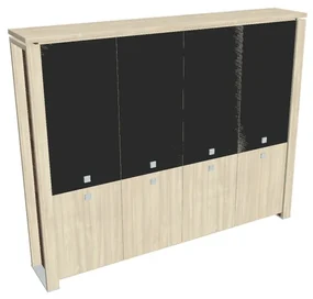Vysoká skriňa Verno+ 260 x 46 x 210 cm, kombinované dvere, agát / čierna