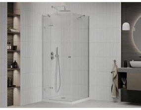 Mexen Roma, sprchovací kút 80 (dvere) x 80 (stena) cm, 6mm číre sklo, chrómový profil + slim sprchová vanička 5cm, 854-080-080-01-00-4010