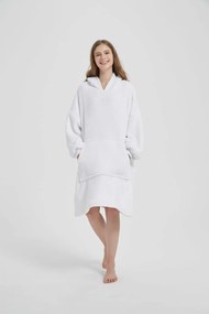 Deka s rukávmi HOODIE biela