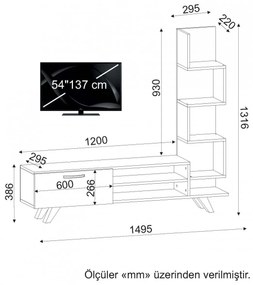 Obývacia stena Ceren 149,5 cm biela/hnedá