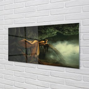 Obraz plexi Žena strom mraky 125x50 cm