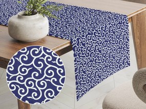 Biante Bavlnený behúň na stôl Sandra SA-257 Ornamenty na tmavo modrom 20x160 cm