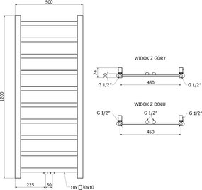 Mexen Bolt, vykurovacie teleso 1200 x 500 mm, 318 W, spodné a stredové, čierna, W126-1200-500-00-70