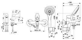 KFA Armatura 5241-003-00 - Vaňová sada s batériou + umyv. batéria MORRIS l. chróm
