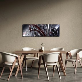 Obraz sivej abstrakcie (s hodinami) (90x30 cm)