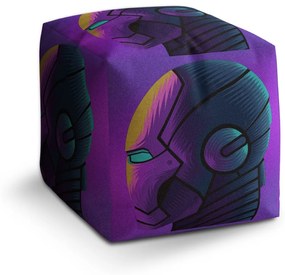 Sablio Taburet Cube Iron Man Helma na fialovej: 40x40x40 cm