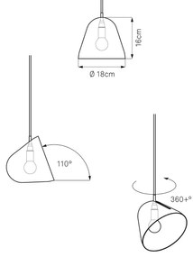 Nyta Tilt S závesná lampa kábel 3 m červená, sivá