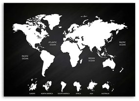 Gario Obraz na plátne Mapa sveta a kontinenty Rozmery: 120 x 80 cm