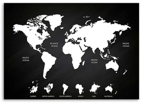Gario Obraz na plátne Mapa sveta a kontinenty Rozmery: 120 x 80 cm
