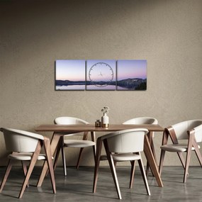 Obraz jazera (s hodinami) (90x30 cm)