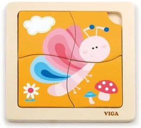 Viga drevené puzzle 4 dieliky - motýľ