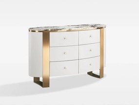Komoda Stilig ST920 140 cm biela/zlatá/mramor