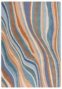 Modrý ručne tkaný vlnený koberec 160x230 cm Abstract Flow – Flair Rugs