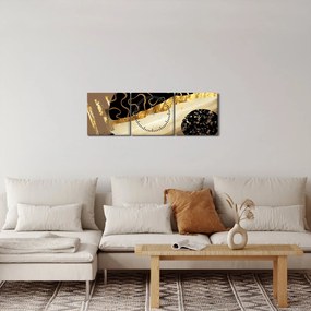 Obraz - Abstrakcia golden brown N⁰3 (s hodinami) (90x30 cm)