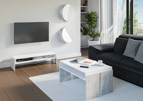 TV stolík Ramea (biela + kameň). Akcia -20%. Vlastná spoľahlivá doprava až k Vám domov. 1055245