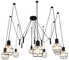 Závesné svietidlo H85 industrial, klietka 9 74197 - kov - Čierna